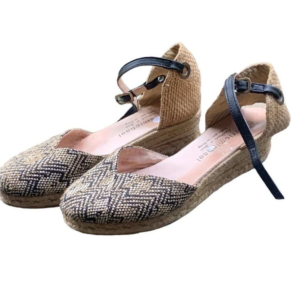 Eric Michael | Aztec boho ankle strap espadrilles size 39